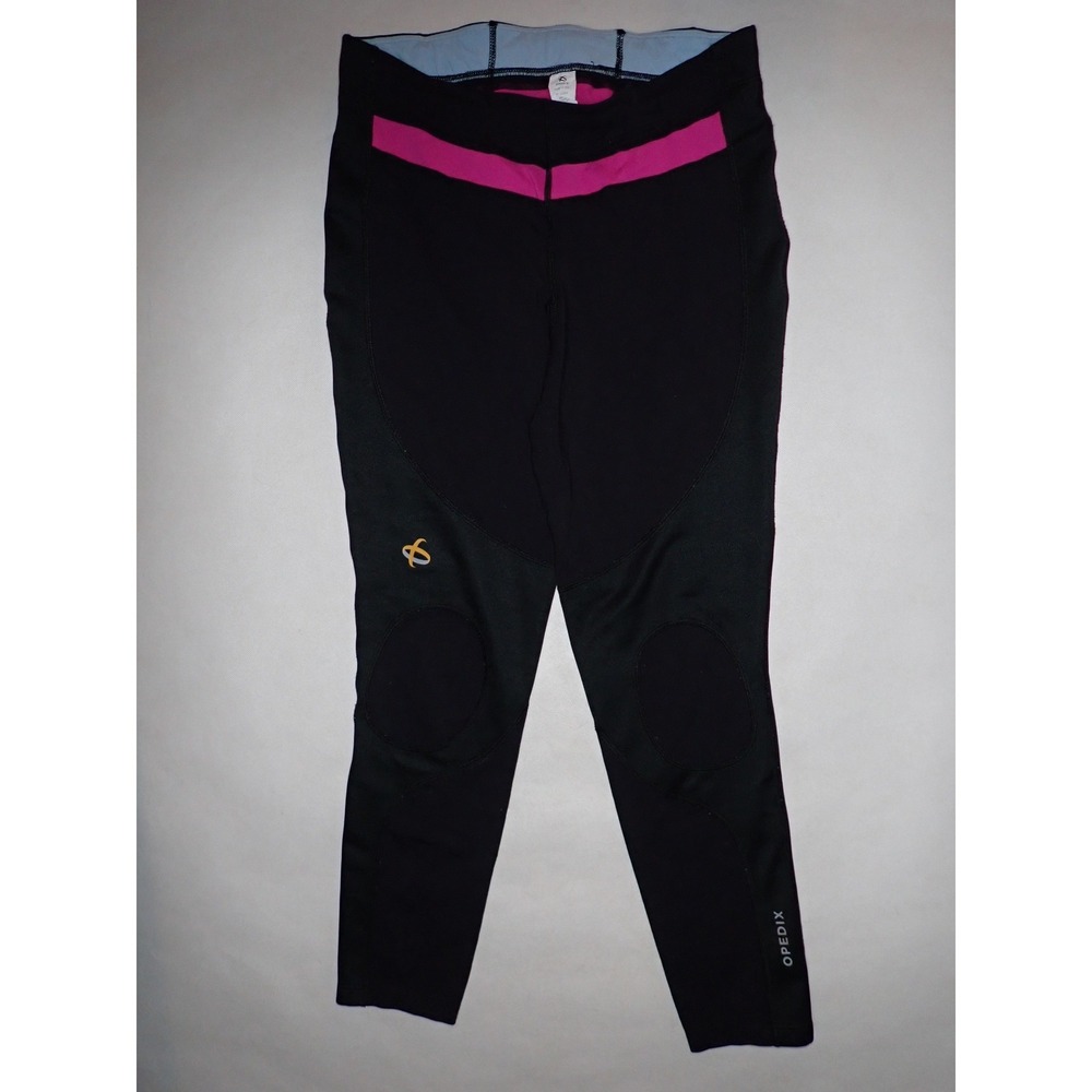 Opedix Women's Knee Support Compression Tights Black Pink Size Large